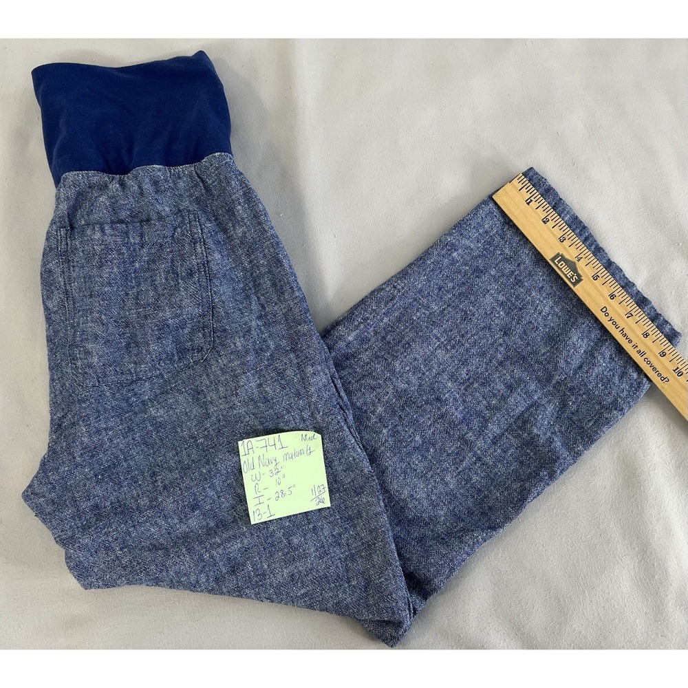 Old Navy‎ Maternity Linen-Blend Blue Waistband  Wide Leg  Pants Medium - Picture 9 of 9
